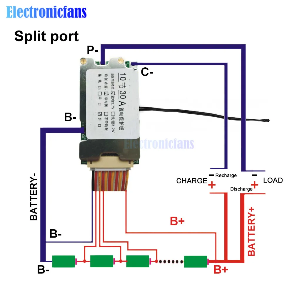 10S 36V 30A BMS PCB batteria al litio scheda di ricarica 18650 batteria bilanciata scheda di protezione bilanciamento delle celle agli ioni di litio