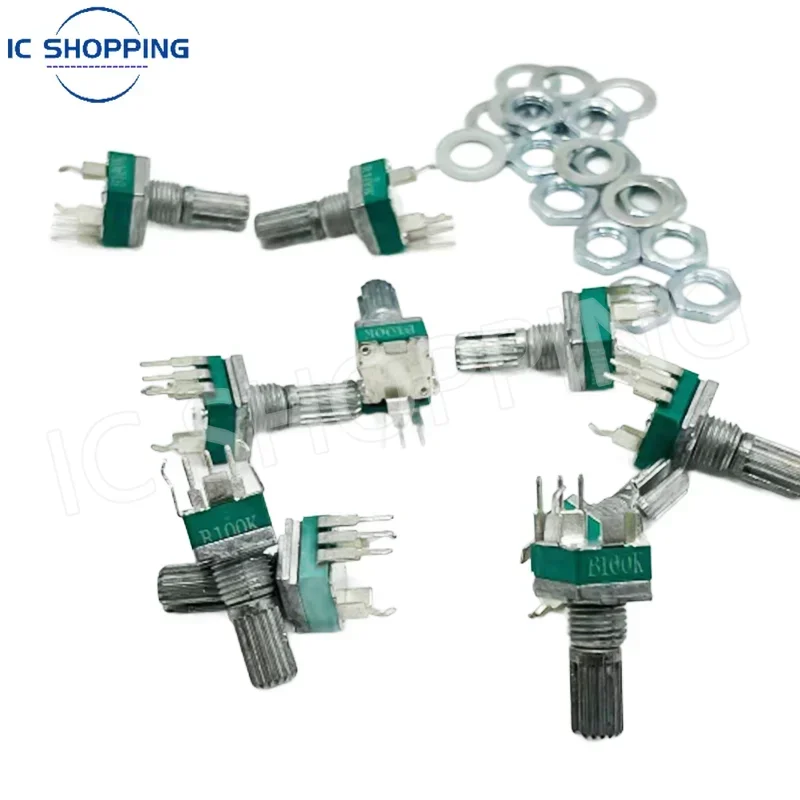 10PCS RK097 precision potentiometer vertical single link shank length 15mm gearless 3-pin B2K B5K B10K B20K B50K B100K B500K B1M