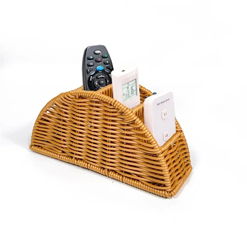 Handwoven Remote Control Holder Basket, Boho Desk Organizer Storage TV Remotes, Office Supplies For Home,Office