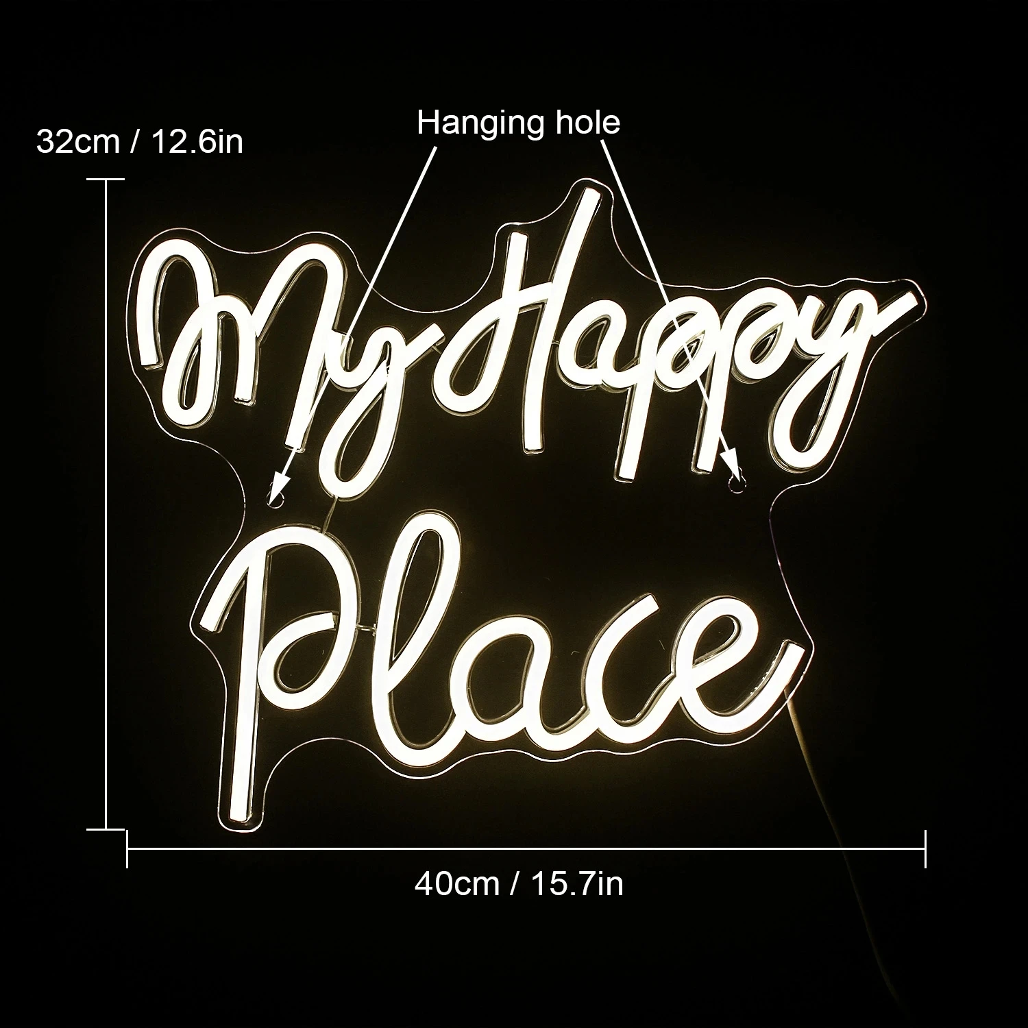 My Happy Place Neon Sign Words Neon Lights Wedding USB Powered Neon Signs for Wall Decor Birthday Party Girls Bedroom Decor