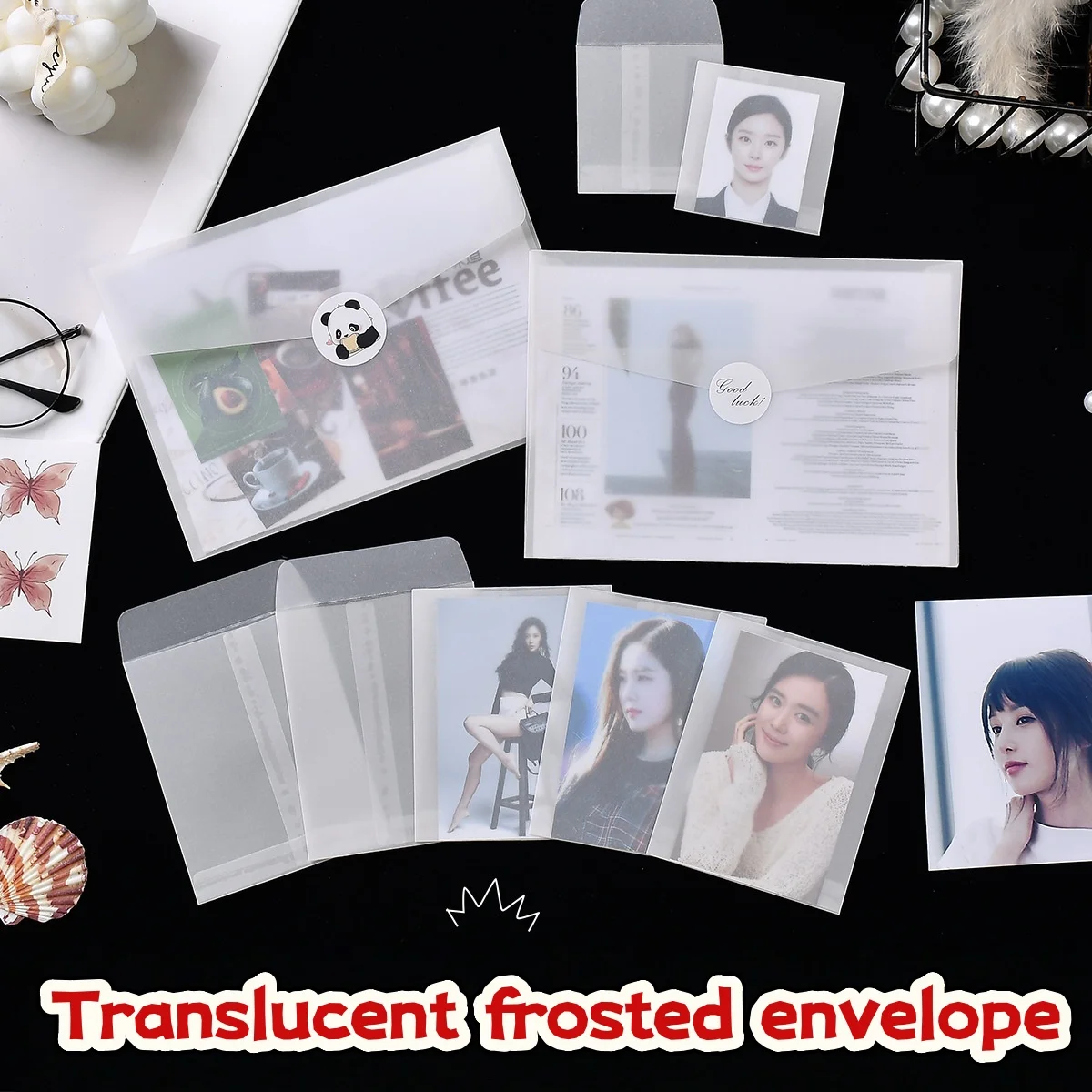 

50/100PCS Translucent Frosted Vellum Envelopes Aesthetic Ins Style for Kpop Photocard Greeting Card Gift Packaging Bags