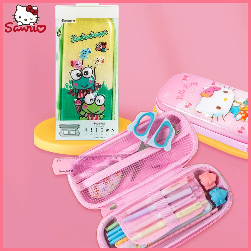 Sanrio Hellokitty Pu Pencil Bag Zipper Cute Stationery Box For School Students Pen Case Card Holde Office Supplies Gift Wholesal