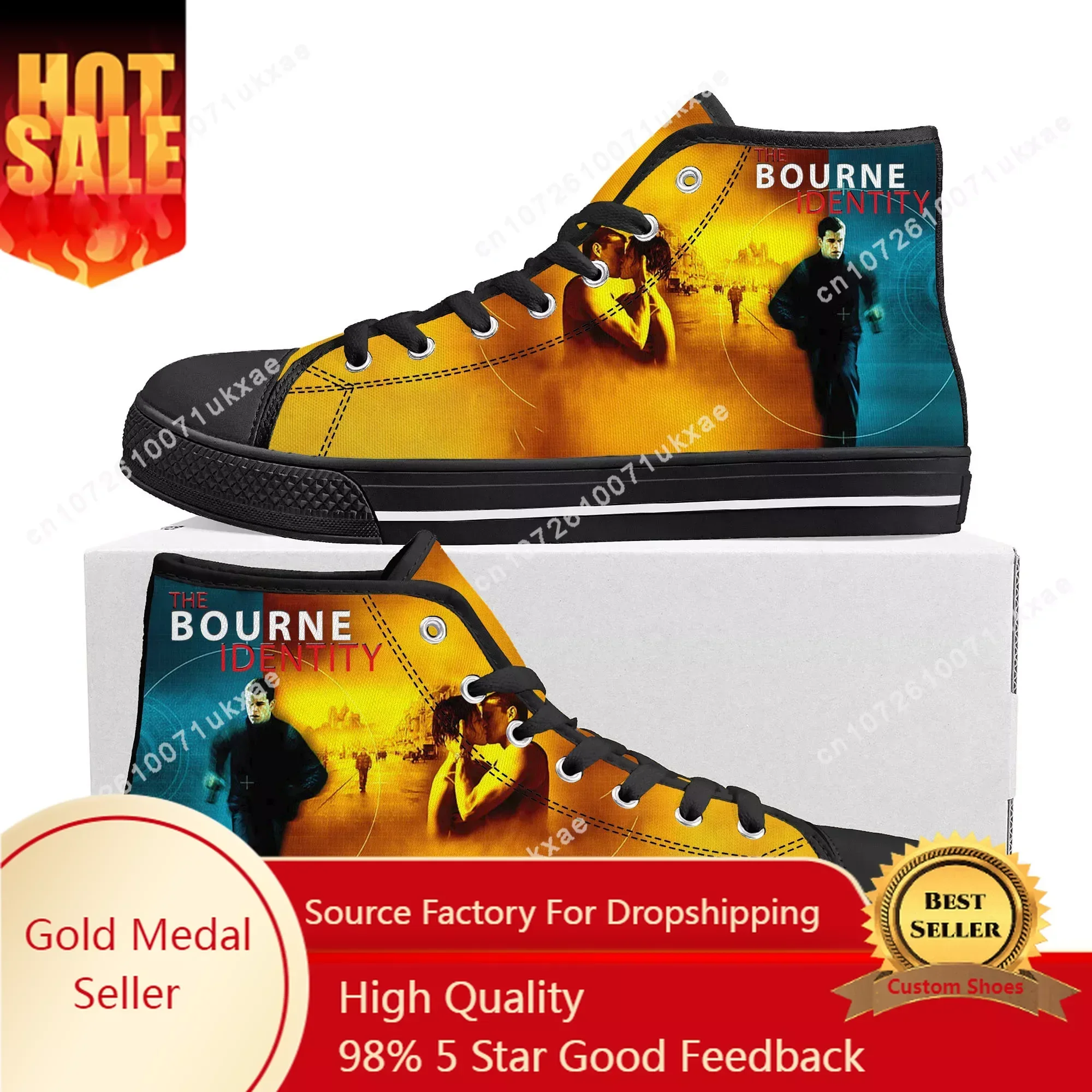 

Bourne Identity High Top Sneakers Mens Womens Teenager High Quality Matt Damon Canvas Sneaker couple Shoe Casual Custom Shoes