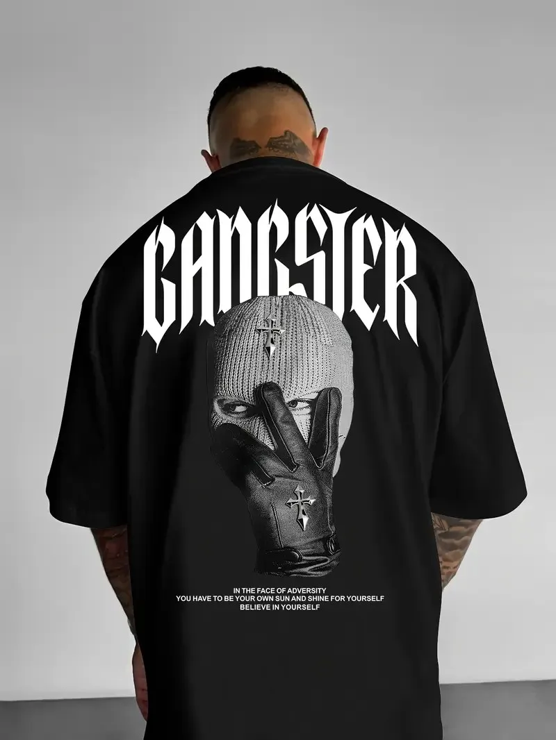 The 2025 summer new men's T-shirt is a casual fashionable roller-printed breathable street men's wear
