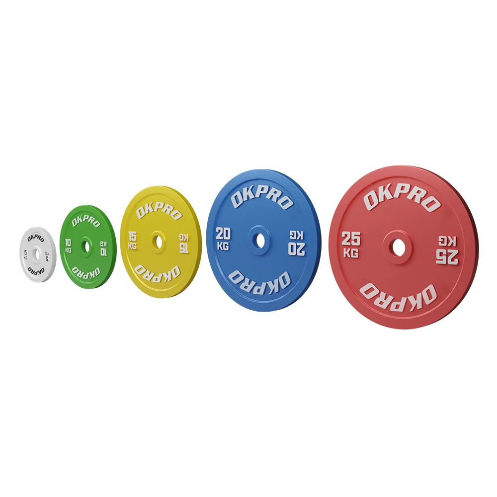 Gym Fitness Weightlifting Powerlifting High Durometer Barbell Bumper Calibrated Steel Weight Plates