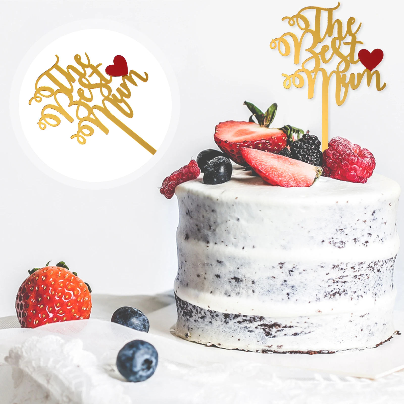 

10 Pcs Acrylic Cake Topper Double Layer Insert Mom Gifts Mother Day Cupcake Decoration Cake nament Party Supplies