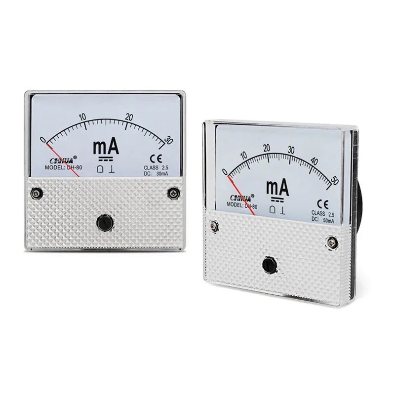 DH-80 DC Milliampere Pointer Meter 1mA 5mA 10mA 20mA 30mA 50mA 100mA 150mA 200mA 300mA 500mA 1000mA Current Meter/Panel Meter