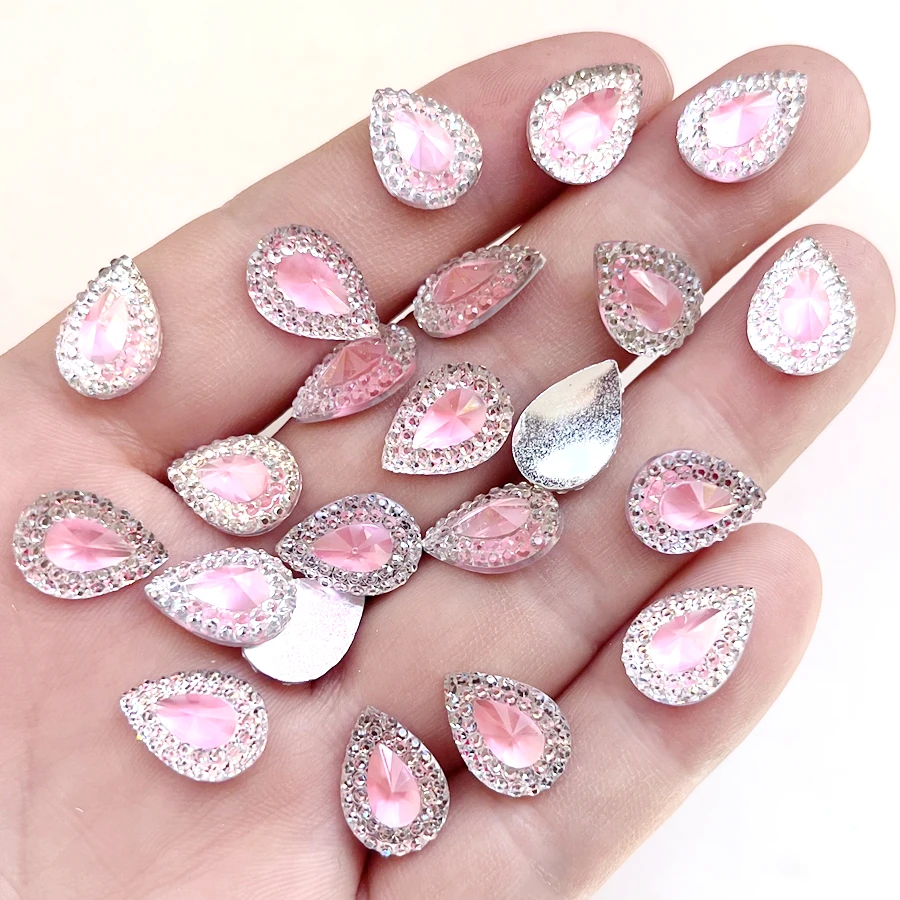 50pcs 10*14mm AB Drop Rhinestone Decal Flat back Clothing Decorative Hair accessories Decorative Rhinestone scrapbook