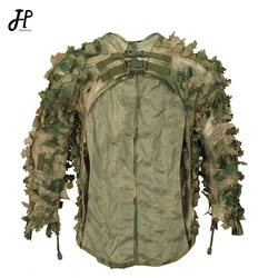 Bionic Leaf Hunting Ghillie suit Tactics Camouflage Cloak Hunting Uniform Clothes Breathable Mesh Airsoft Shooting Tactical Gear