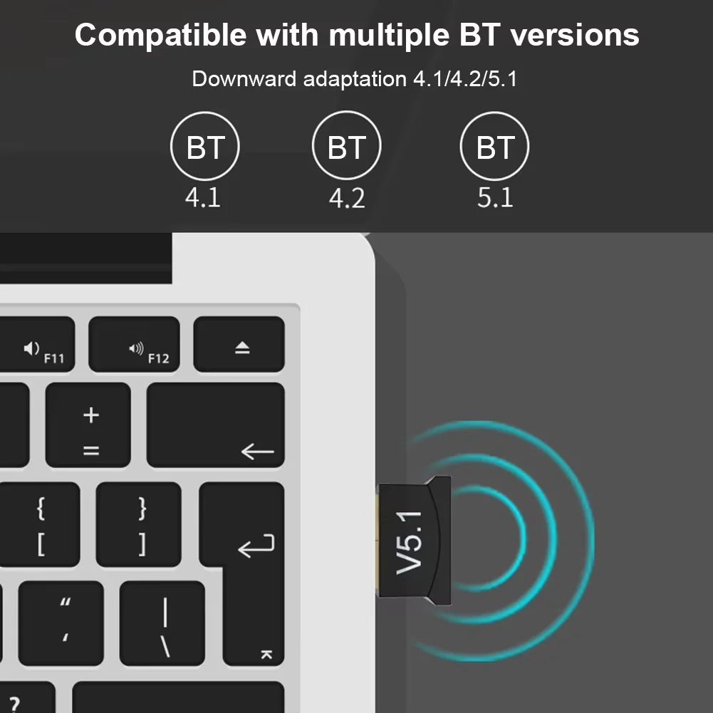USB Bluetooth 5.1 Adapter Wireless Bluetooth 5.1 Dongle Adapter for PC Laptop Wireless Speaker Audio Receiver USB Transmitter