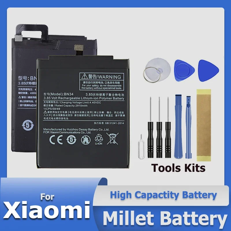 High Quality Battery For Xiaomi Redmi Hongmi Note Mi Max 2 A2 3 3S 4 4A 4C 4X Mix 5 5A 5X 5S 6 6X 7 8 9 Lite Plus Pro in Stock