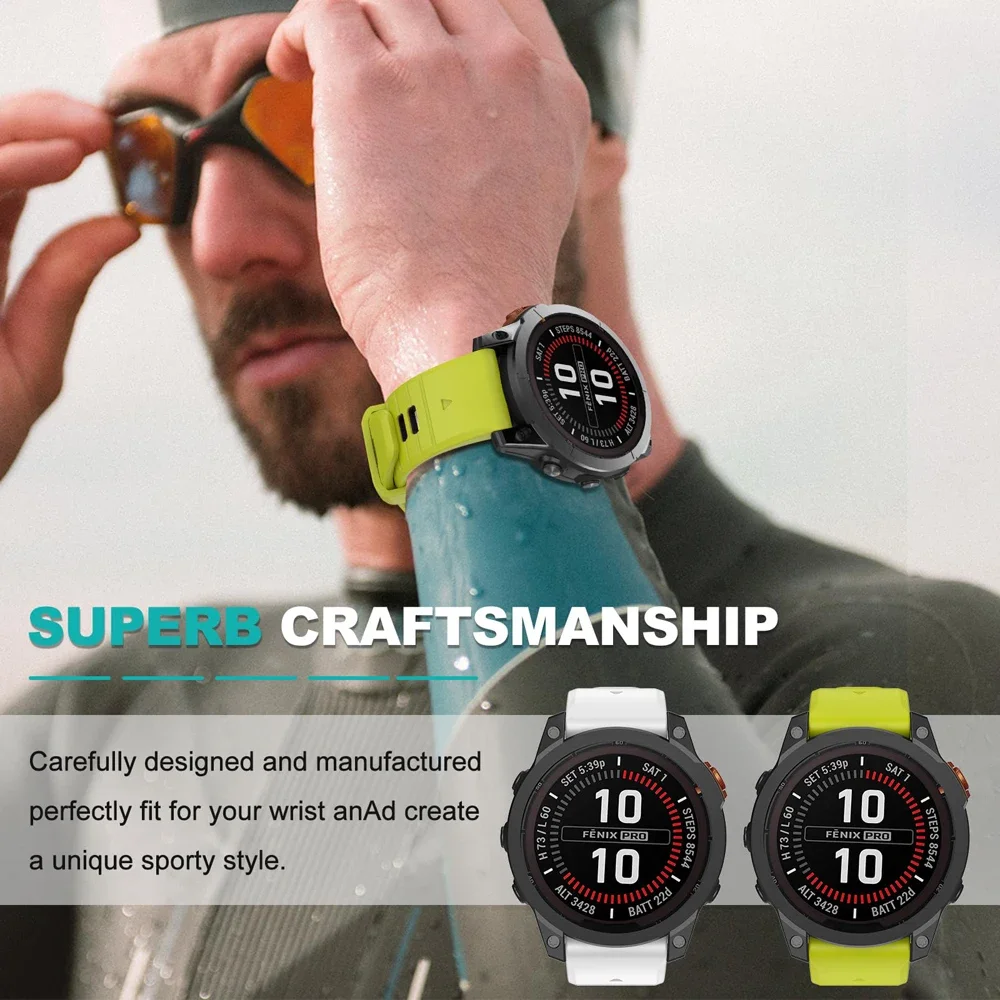 Per Garmin Fenix 7X 7 Pro 6 6X Pro 5X 5 Plus Sapphire Solar Orologio con cinturino a sgancio rapido 26mm 22mm cinturino in silicone