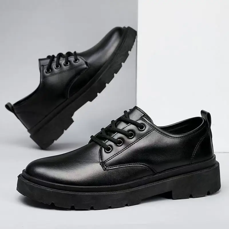 New Men's Business Formal Casual Leather Shoes with High Increase Thick Sole Breathable Youth Suit Wedding Casual Shoes