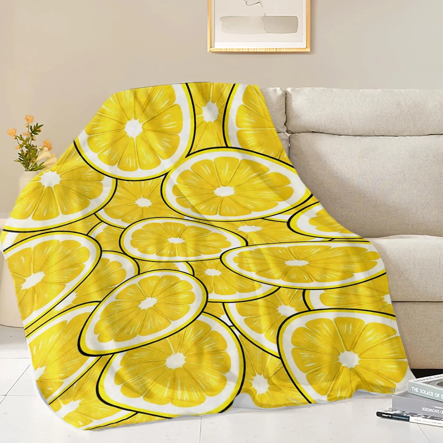 Fruits Oranges Lemons Grapefruits  Printed Blanket Soft Fleece Warm Flannel Life Throw Blankets for Sofa Bedding Quilt