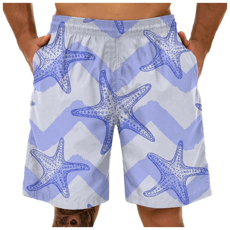 

Fashion Summer Starfish Print Board Shorts Men's Clothing 3d Stripe Design Quick Dry Sport Beach Short Outdoor Trend Swim Trunks