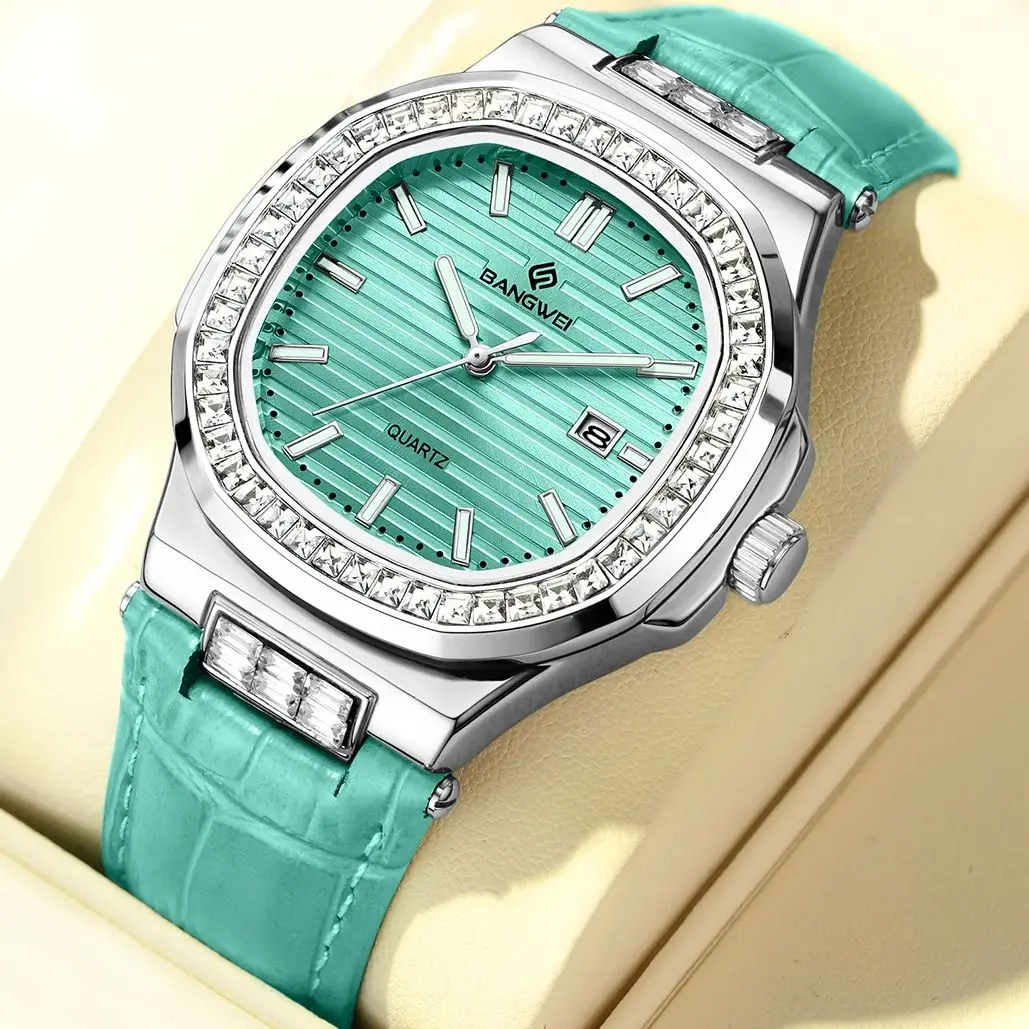 

Элегантные женские часы BANGWEI 2026: роскошные деловые кварцевые наручные часы с люминесцентным циферблатом и датой, модные и стильные