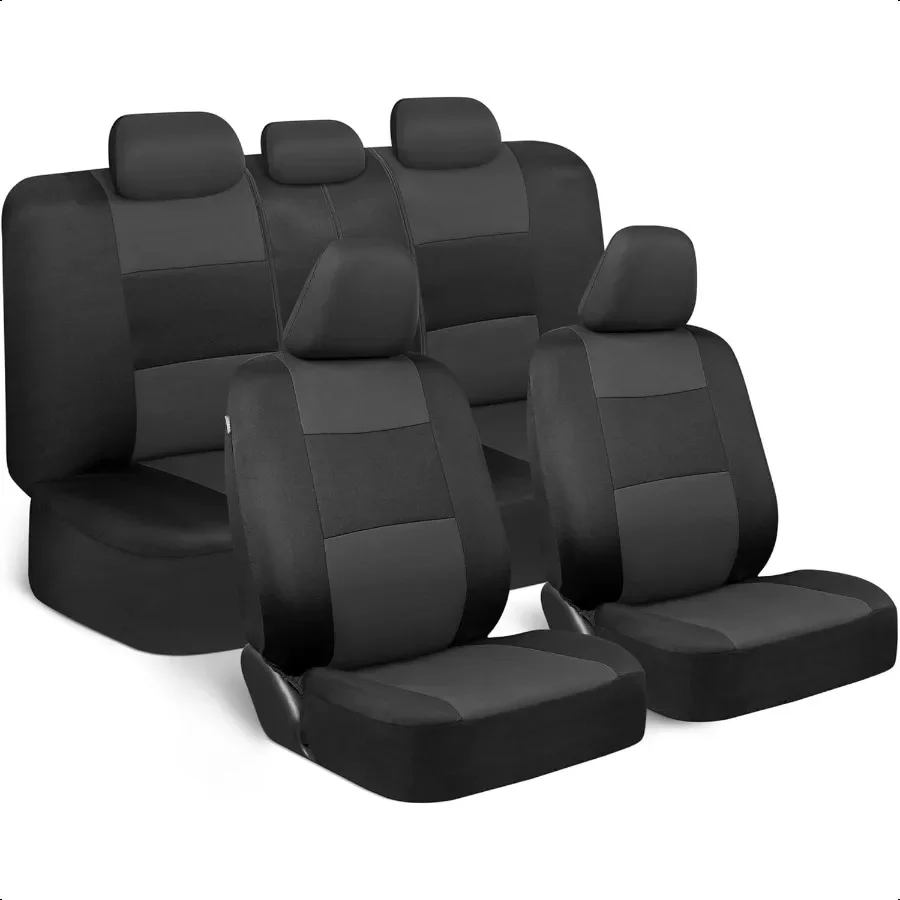 

PolyPro Car Seat Covers Full Set in Charcoal on Black Front and Rear Split Bench for Cars Easy to Install Cover Set Accories Au