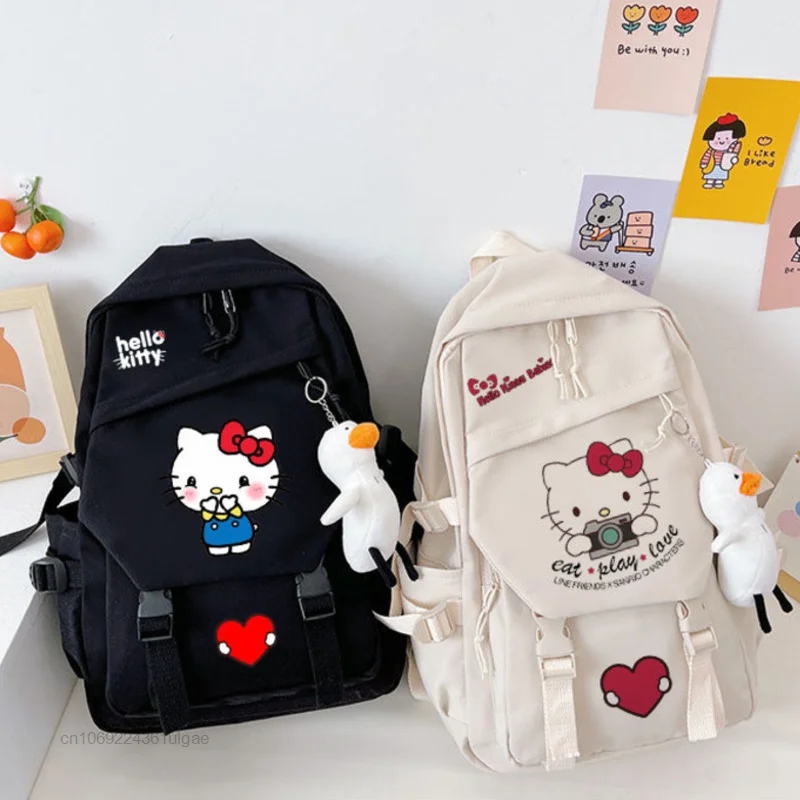 Sanrio-女の子用バックパック,トートバッグ,学生用漫画ランドセル,韓国風,カワイイ,ショルダーバッグ,y2k,ペンダント付きカジュアルバックパック