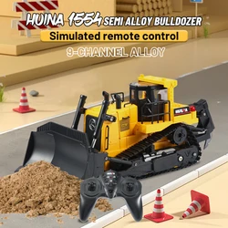 HUINA 1554 1:16 RC Truck Model Remote Controlled Bulldozer D9R 1:18 Alloy Tractor Cars Engineering Cars Trucks Toys Boys Gifts