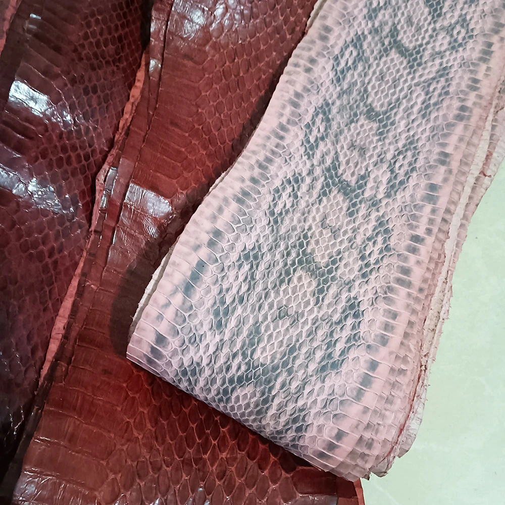 Red Series Snake Skin Printing Leather Snake Skin For Phone Case, Leather Bag, Belt DIY, Handmade Watch Strap Making Materials