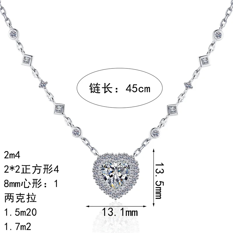 

ZFSILVER Classic Silver Moissanite Design Heart Necklace s925 Sterling Silver Charms Women's Fashion Party Jewelry Gift AZ1366-X