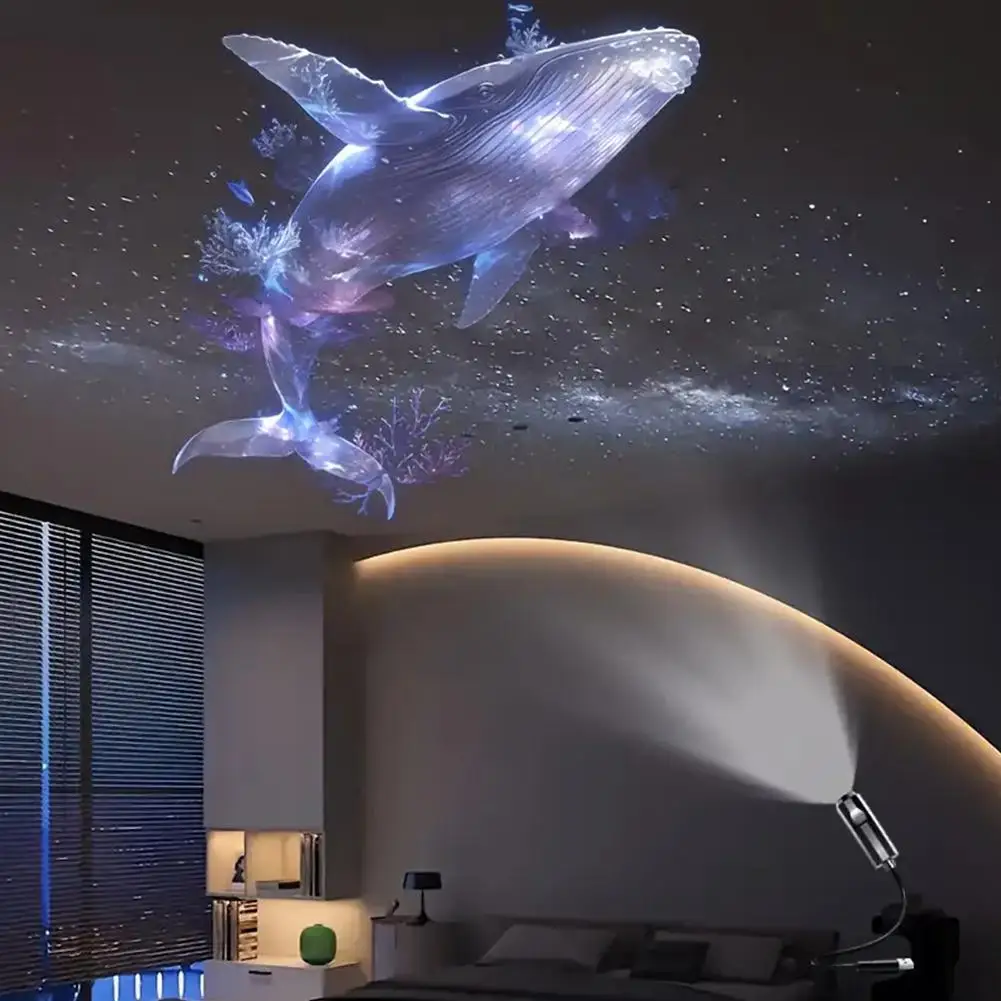 

LED USB Projector Light 3/6pcs Projection Patterns- Whale Jellyfish Adjustable Butterfly Night Festival Light Gift Starfish W2I5