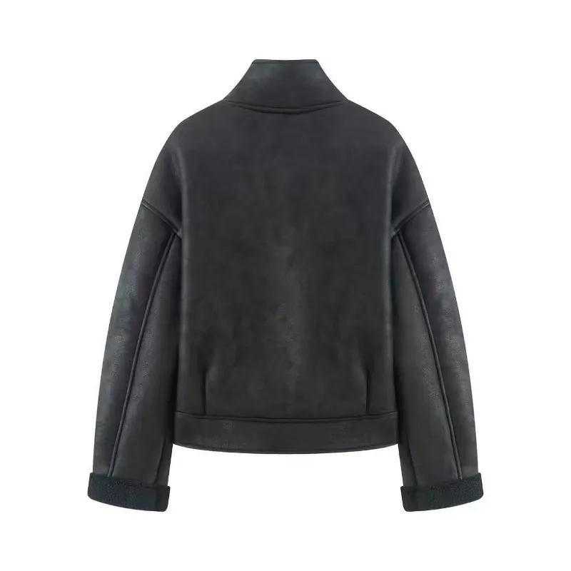 CharmChant Women's shearling jacket Zip Leather Jackets fashion Winter 2025 Sheepskin Coat Female New in Coats warm Outerwears