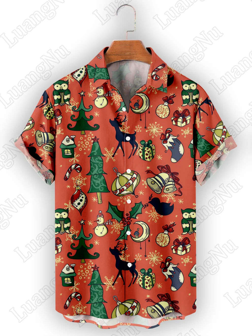 Camisas con estampado 3D para hombre, camisa de manga corta con botones, ropa de calle de gran tamaño, informal, diseño navideño, alta calidad