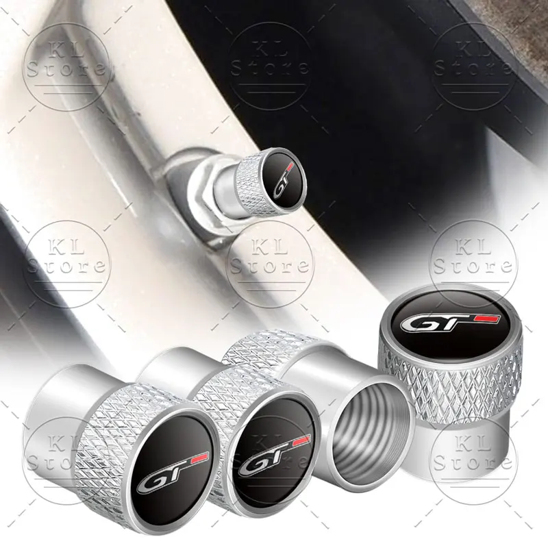 4Pcs/Set GT Emblem Car Wheel Tire Valve Caps Metal Stem Dust Proof Cover For Peugeot GT 308 508 3008 5008 2008