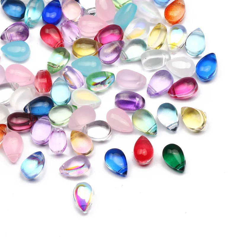 20pcs 6x9mm Mixed Teardrop Lampwork Glass Beads Coloured Glaze Crystal Beads For Jewelry Making Diy Bracelet Earring Accessories