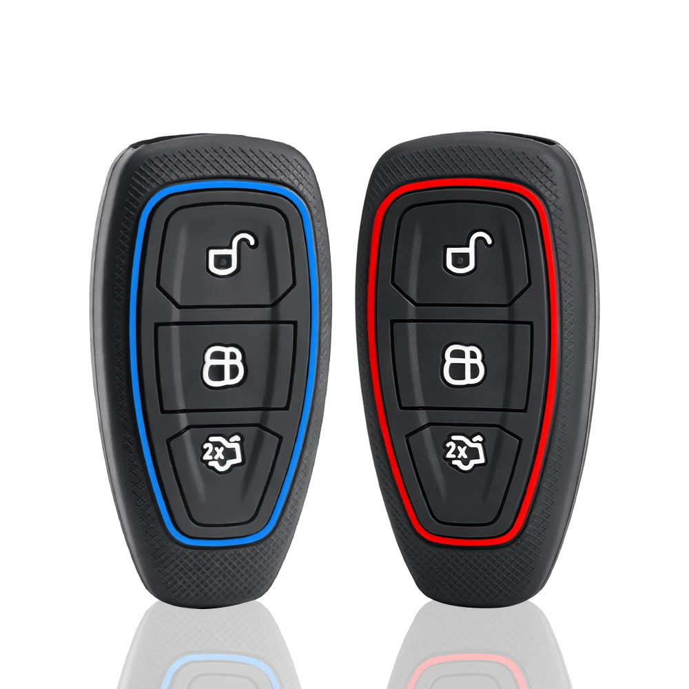 High Quality 3 Button For Ford Focus Mk4 Ka Puma Fiesta Fusion Kuga Grand C Max Mondeo Ecosport Silicone Car Key Caps Cover Case