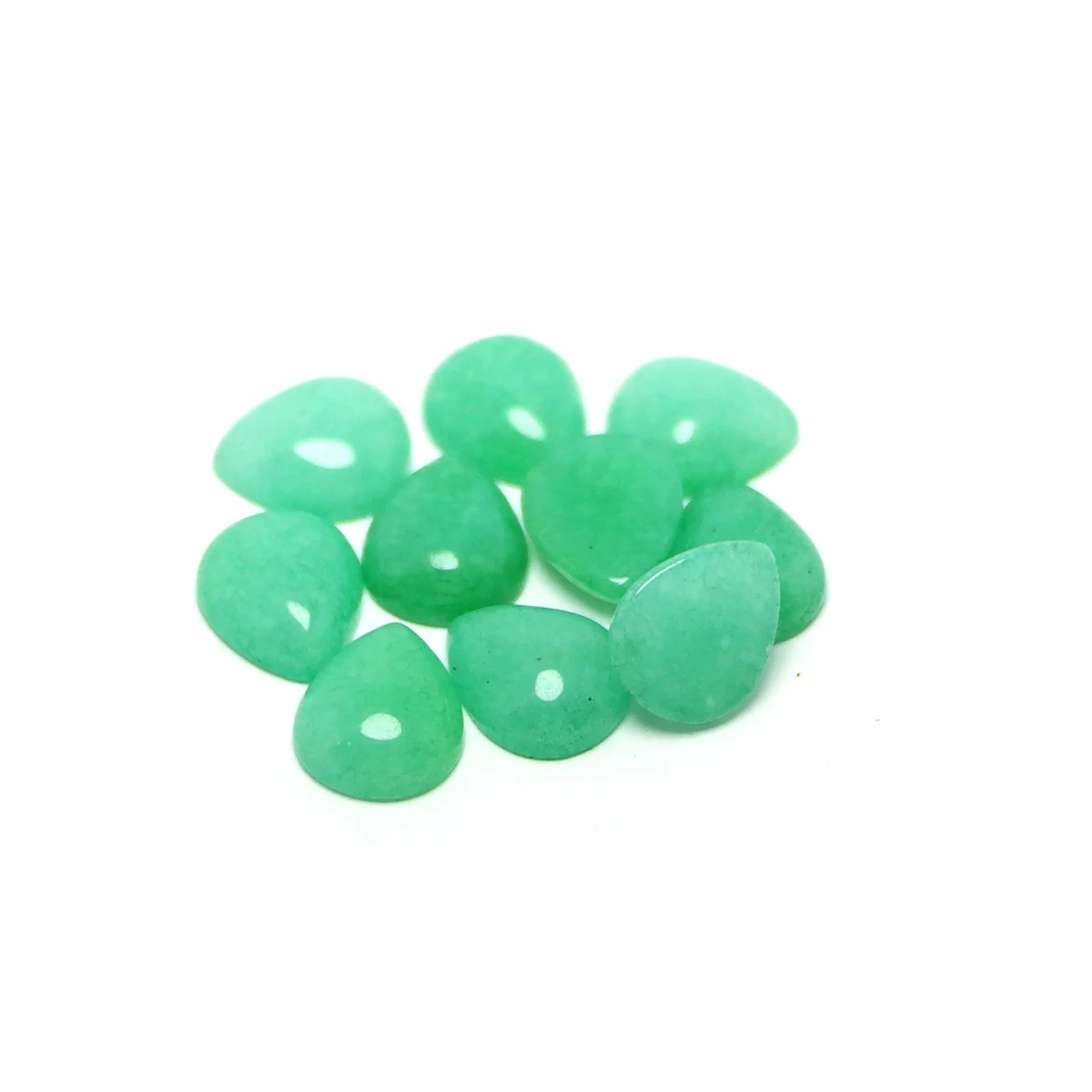 

10pcs Light Green Cabochon Stone,10x12mm Polished Flat Back Teardrop Cabochon Stone,Charm For Earring Jewelry Necklace Making