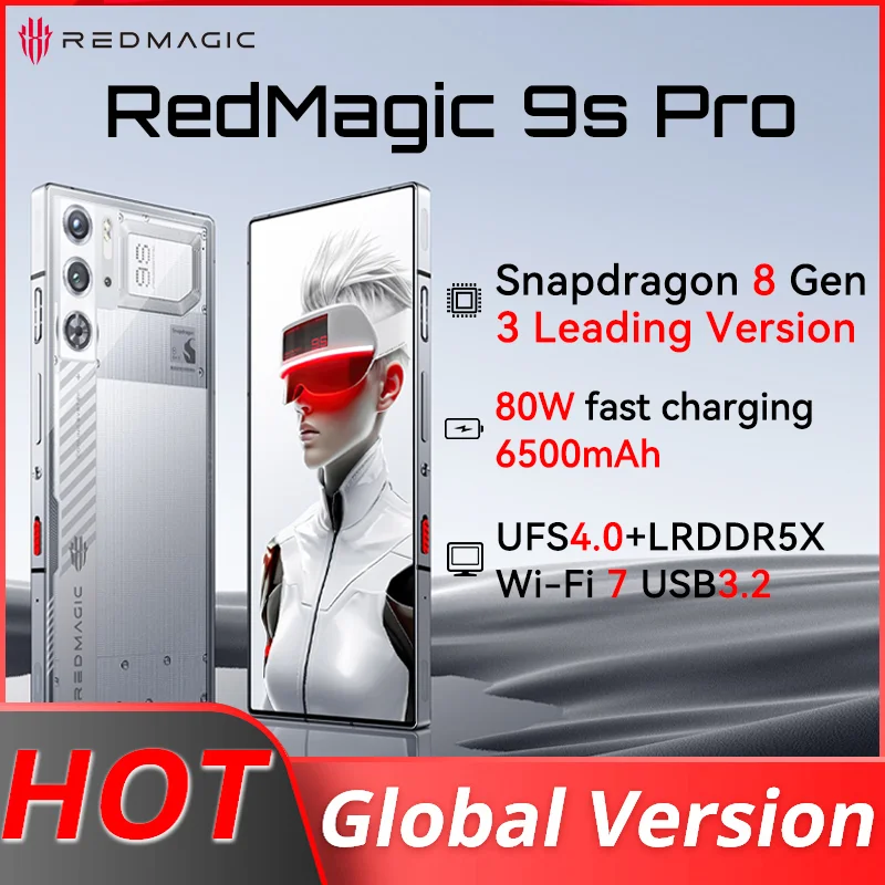 Nowy telefon do gier RedMagic 9s Pro 5G Global Version 6.8" Snapdragon 8 Gen 3 Wiodąca wersja 6500 mAh Bateria 80 W Ładowanie 50 MP NFC