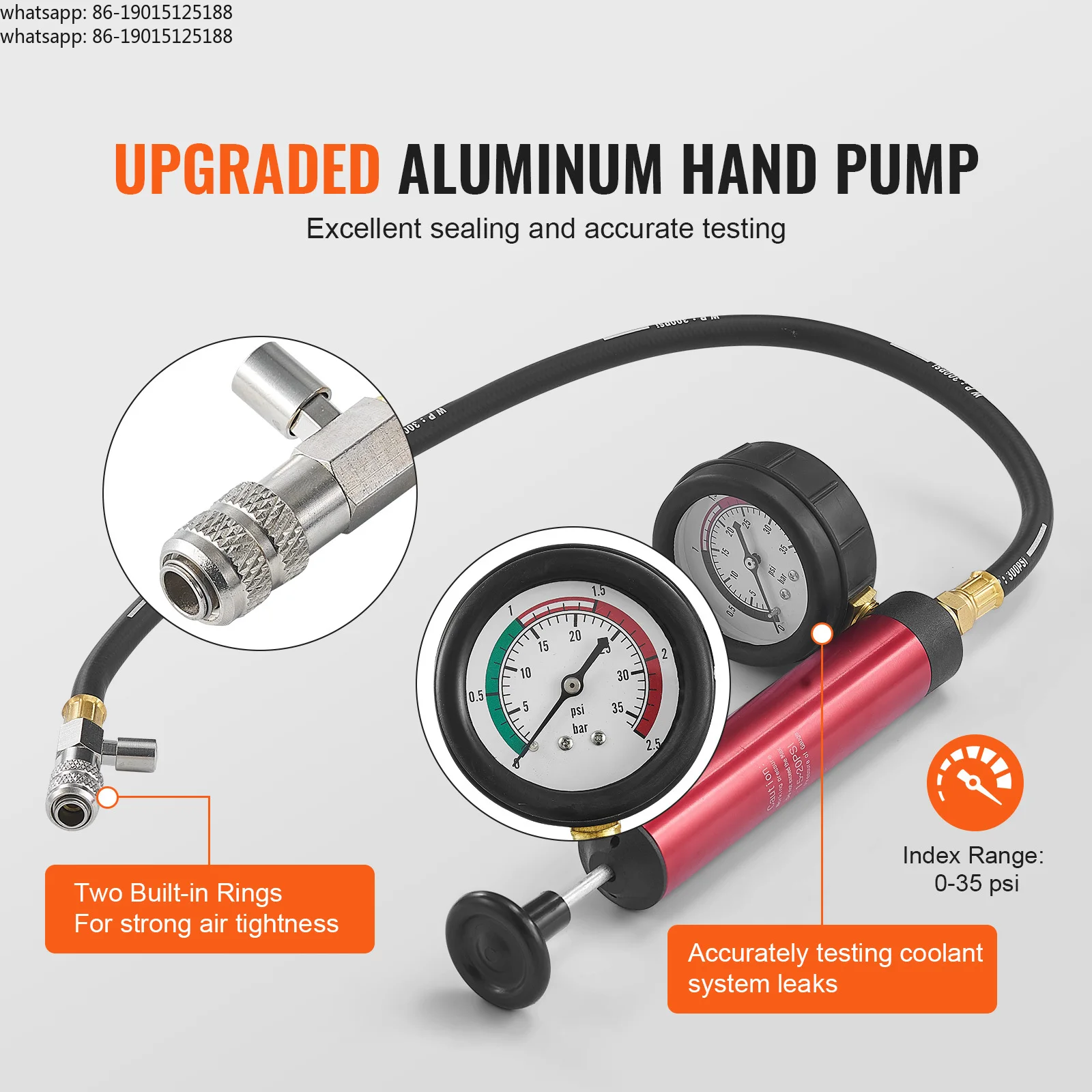 Universal Radiator Pressure Tester Kit Manual Pump Color-coded Steel Test Cap Adapters Toolbox For Car Motorcycle Truck