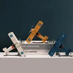 Retro Iron Vintage Airplane Model Collection Handicraft Aircraft Ornaments Livingroom Miniature Metal Plane Models Home Decor