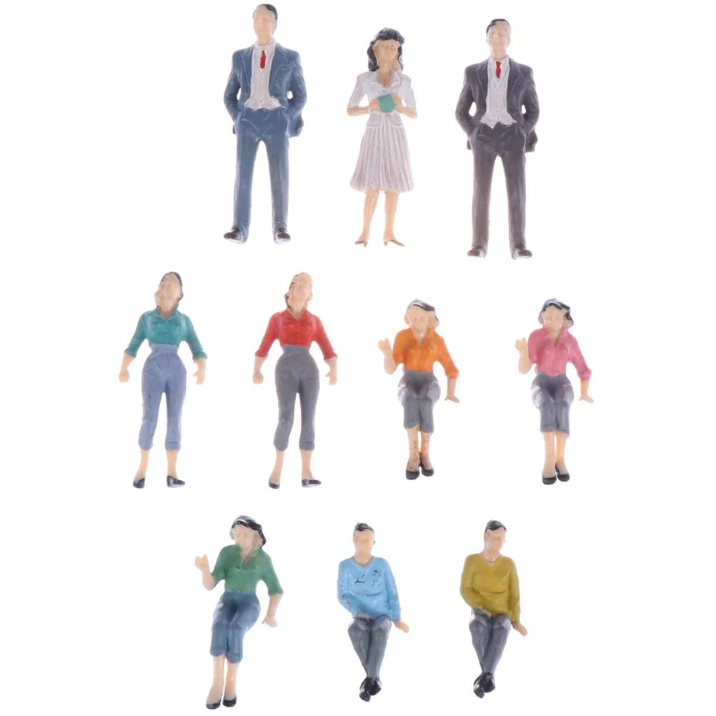 10 Pcs Model Man People Figure DIY Painted Figures Railway Mini Figurines Decor Plastic Models Train Layout