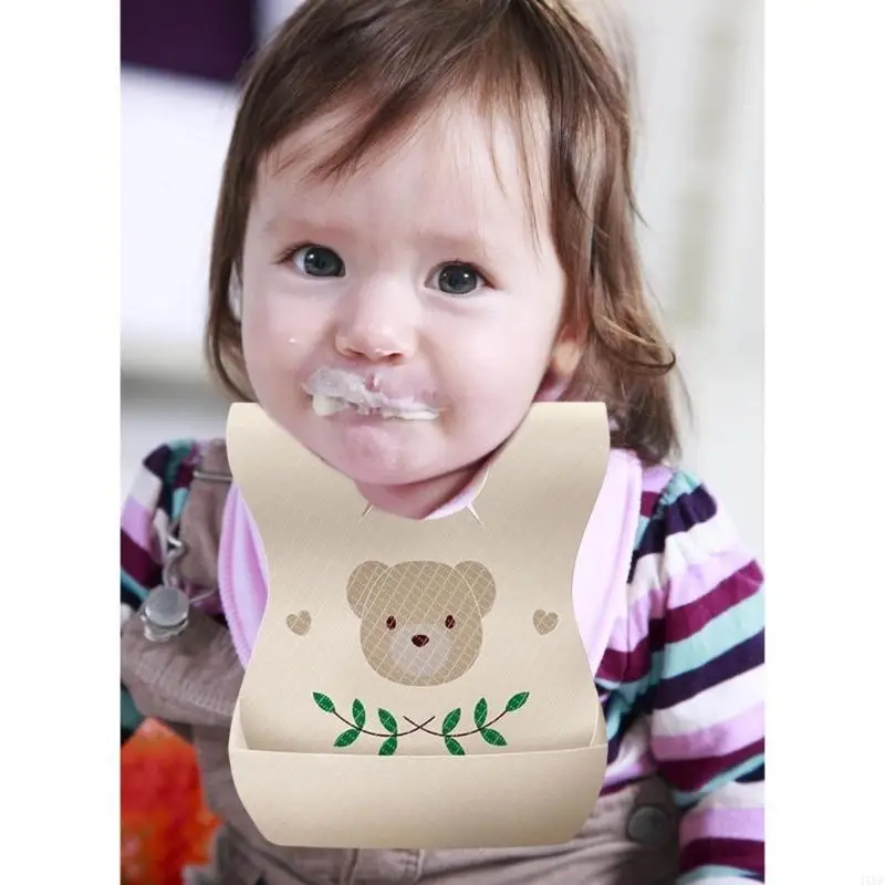 مجموعة مريلة للرضع 50 قطعة للاستعمال مرة واحدة توفر حماية ضد الماء للملابس #4