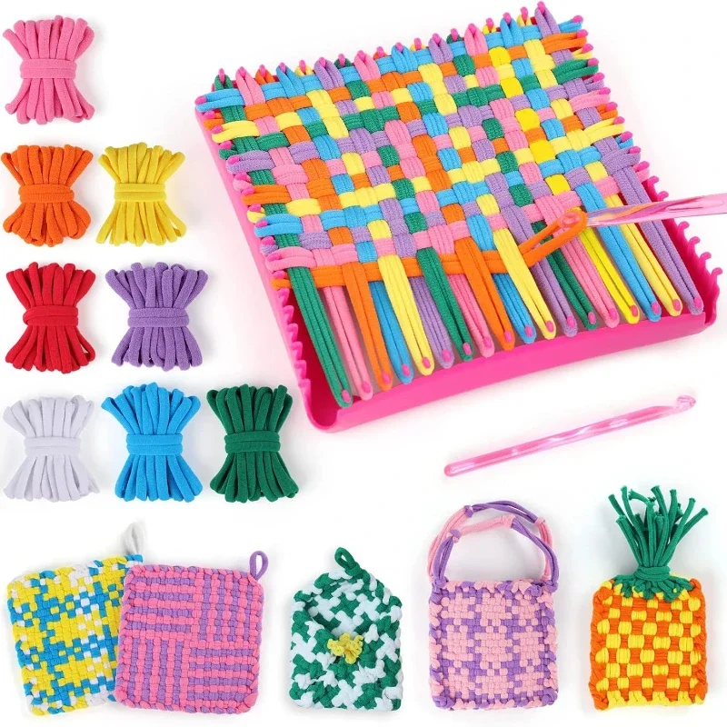 Kit de telar de tejido para niños y adultos, actividad de tejido fácil para principiantes, telar cuadrado modular para tejer.