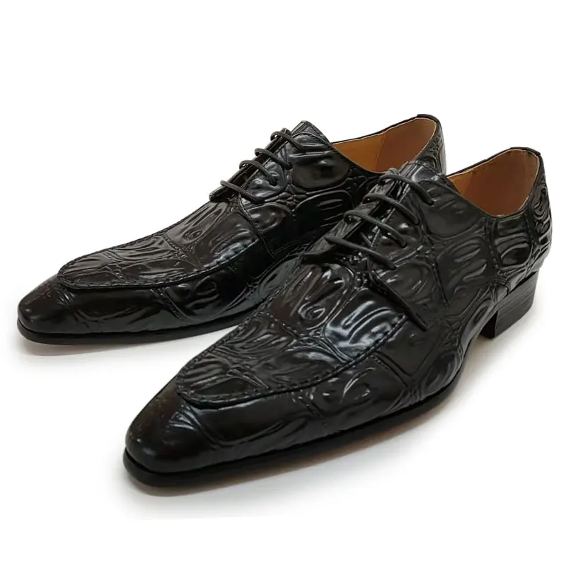 Factory Wholesale Luxury Men's Leather Shoes Handmade Genuine Leather Wedding Formal Office Pointed Dress Man Shoe New Fashion