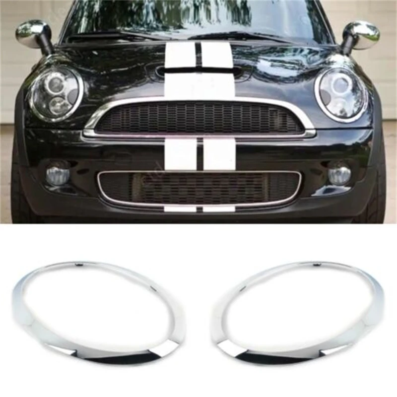 Автомобильная передняя фара с двумя кольцами, облицовка, объемная Обложка, задняя внутренняя отделка, левая и правая для MINI Cooper F55 F56 F57 2014 -2021 Автомобильная передняя фара с двумя кольцами, облицовка, объемная Обложка, задняя внутренняя отделка, левая и правая для MINI Cooper F55 F56 F57 2014 -2021