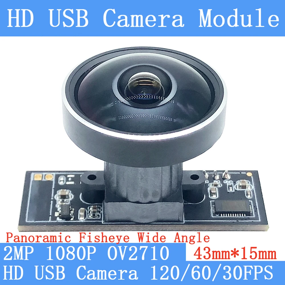 Modulo telecamera USB fisheye panoramico grandangolare da 2 MP OV2710 1080P MJPEG 120fps Sorveglianza webcam Linux OTG UVC ad alta velocità