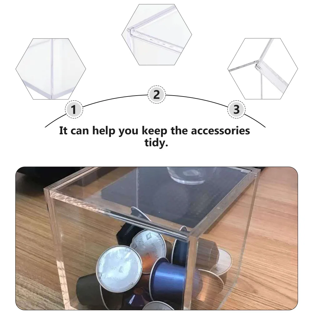 

1pc Dustproof Storage Box Transparent Acrylic Desktop Organizer For Jewelry Capsules Tea Balls Cosmetics Beads Crafts Holder