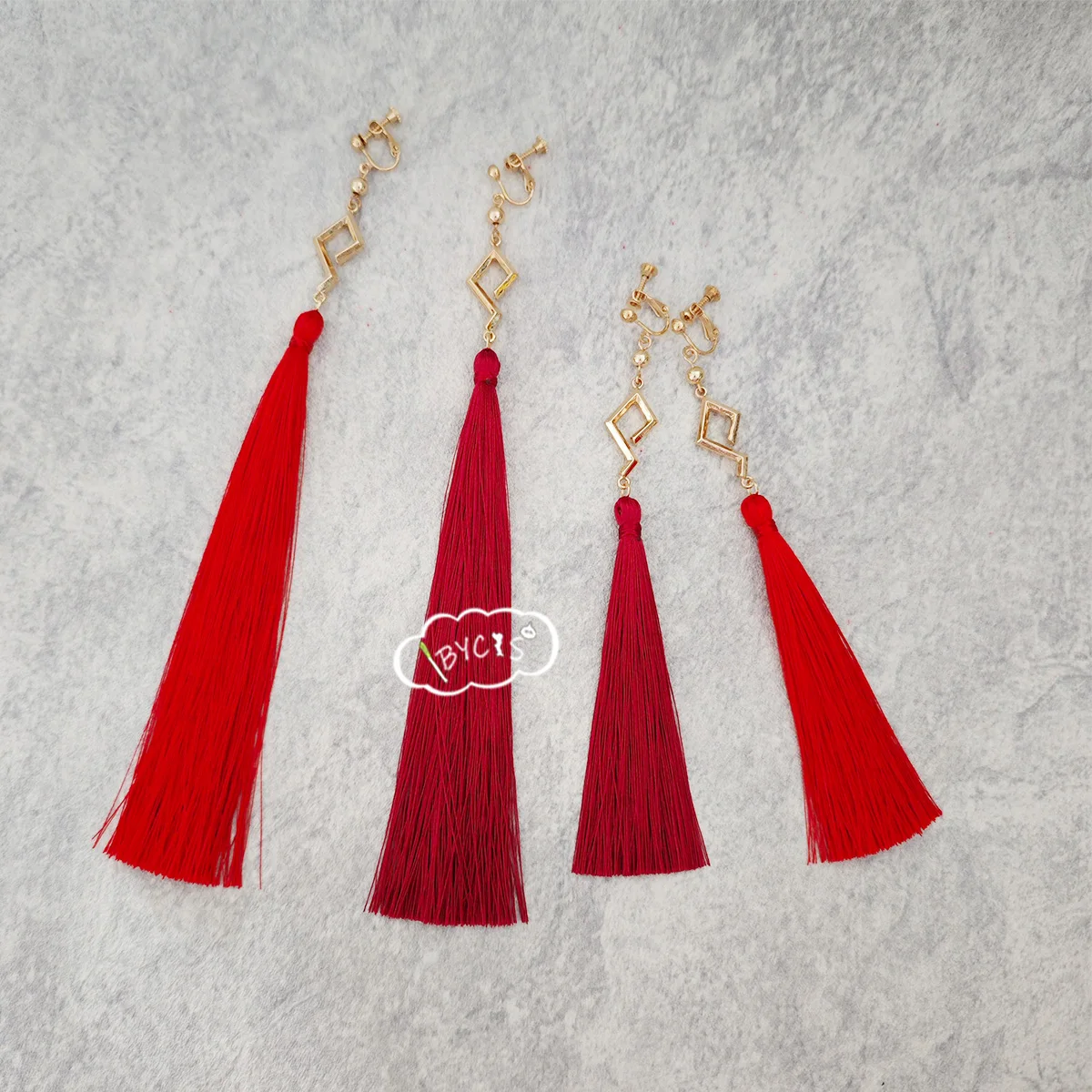 Dan Heng Earrings Game Honkai: Star Rail Imbibitor Lunae Figure Red Tassel Pendant Ear Clips Studs Cosplay Jewelry Doujin Gifts