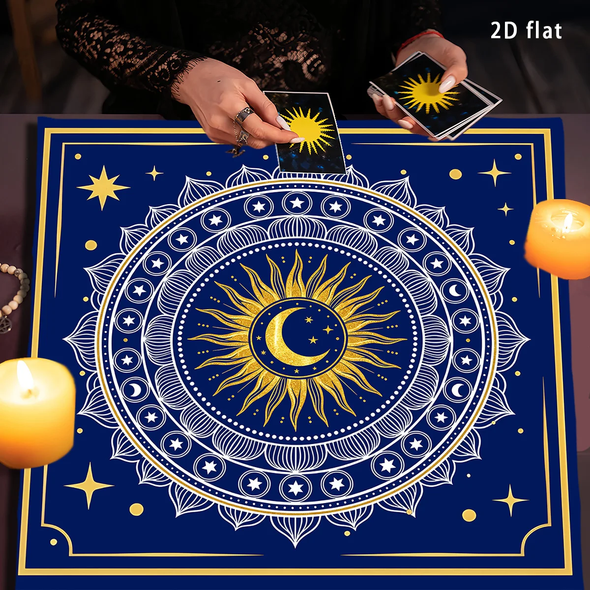 50/75/110/137cm Halloween Sun Moon Mandala Divination Phase Starry Sky Tarot Cloth Mat Spread Reading Mat Witchy Cottage Decor