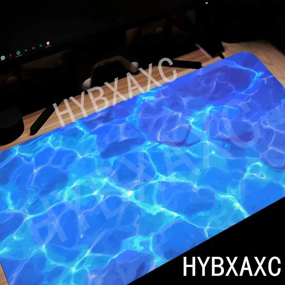 

HYBXAXC Anti-Slip Rubber Desk Mat Gaming Office Mouse Pad Blue Water Ripple Art