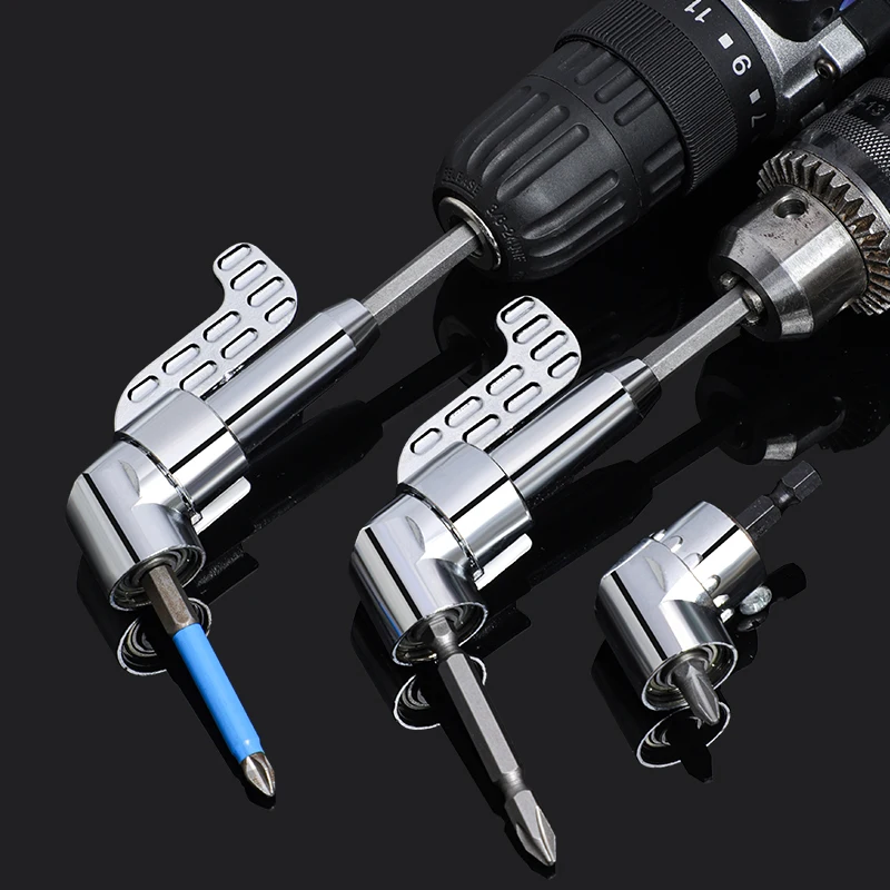 Right Angle Drill Attachment,105 Degree Right Angle Drill Bit Adapter,Angled Screwdriver for Tight Space (LONG&SHORT)-Silver