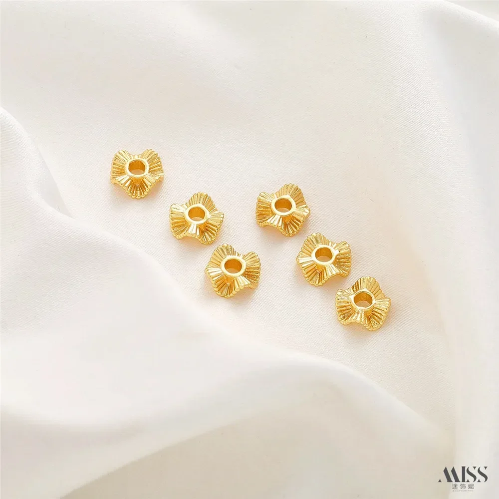 14K Gold-wrapped Color-preserving Wavy Lace Bead Spacer DIY Handmade Bracelet Necklace Beaded String Jewelry Accessories