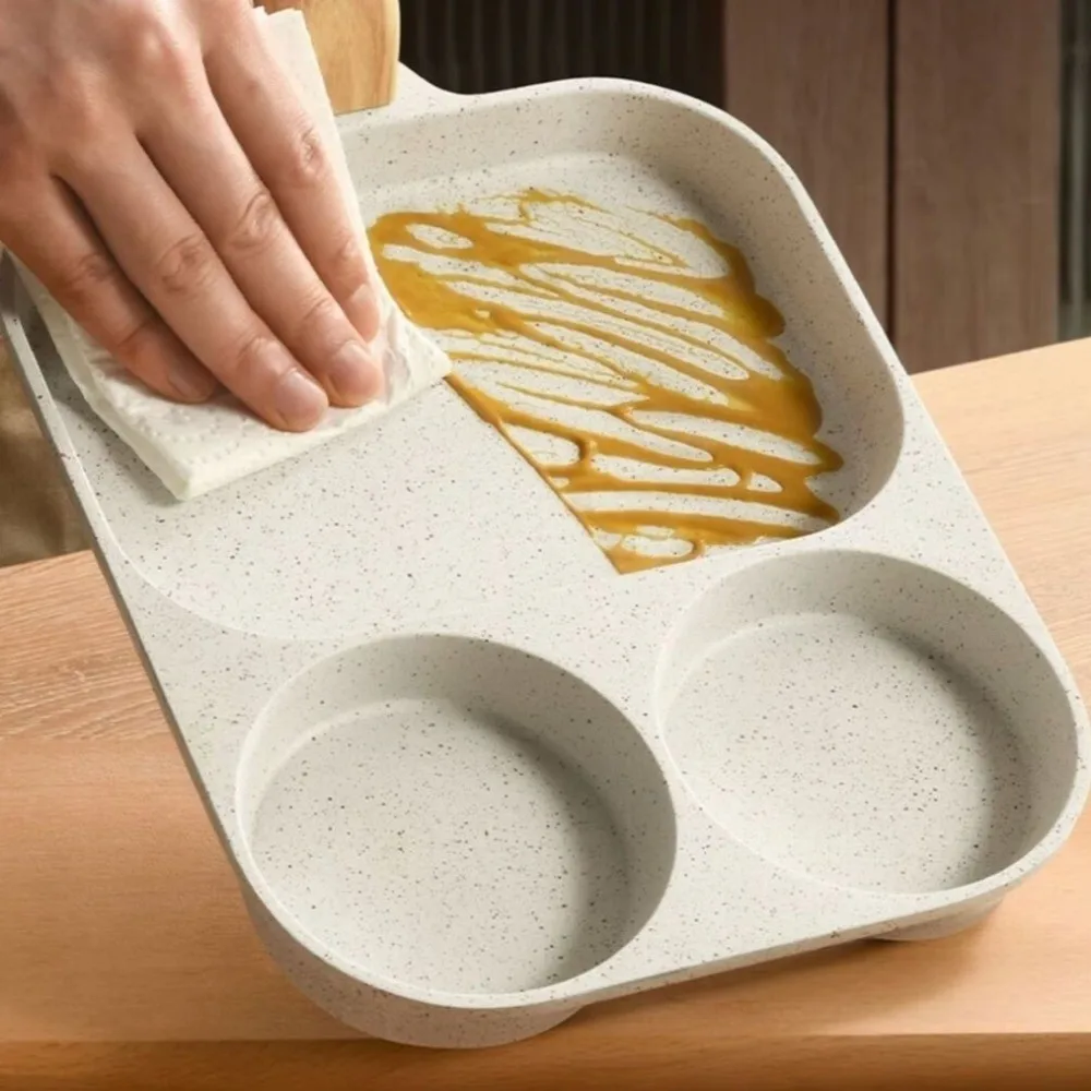 

3 in1 Breakfast Frying Pan Multi-Section Anti Scalding Omelette Pan Non Stick Compact Cookware Kitchen Cooking