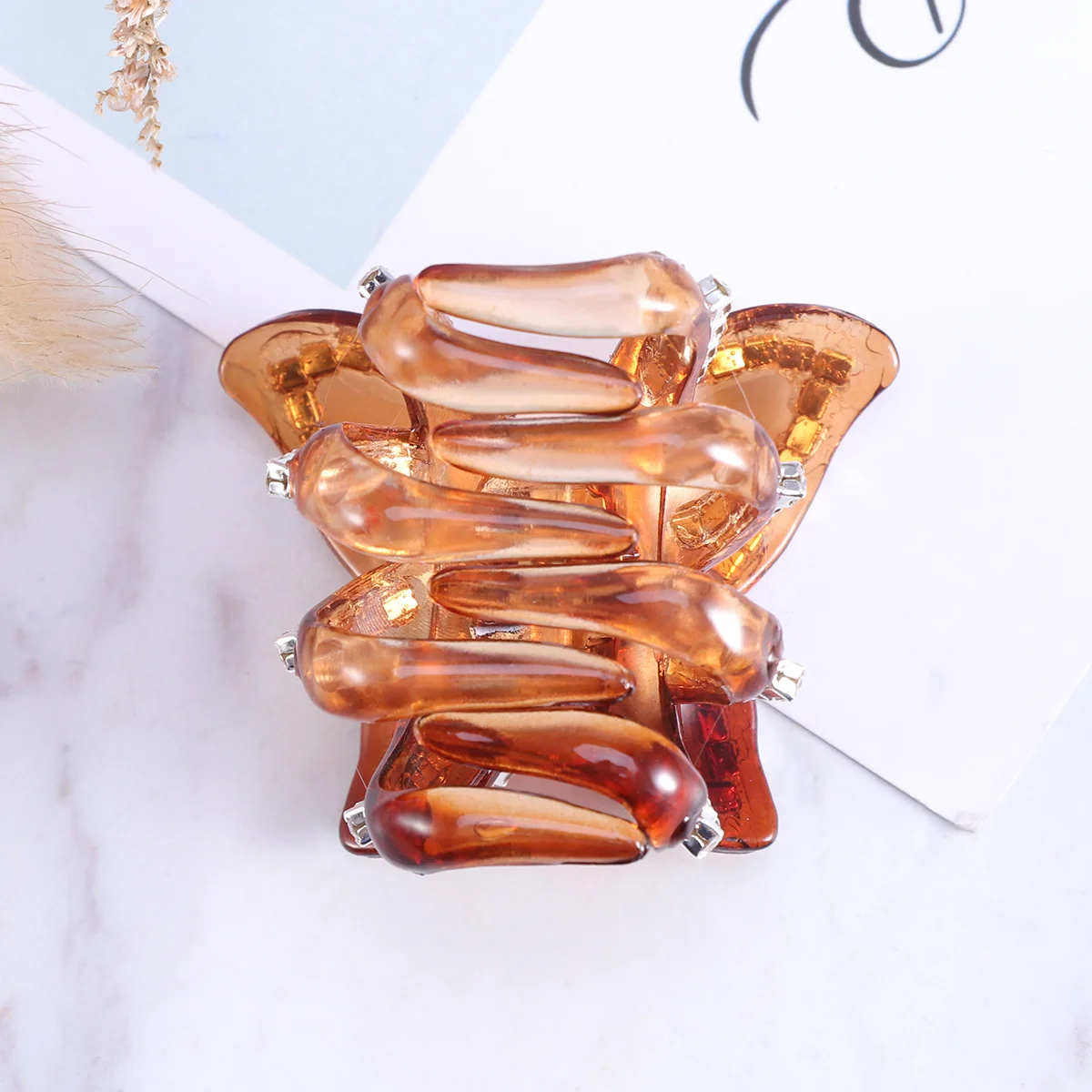 

1 шт., заколка для волос со стразами, коричневая декоративная заколка для волос, прочная пружинная заколка для челюсти, очаровательная заколка для волос для женщин и девочек, повседневная официальная