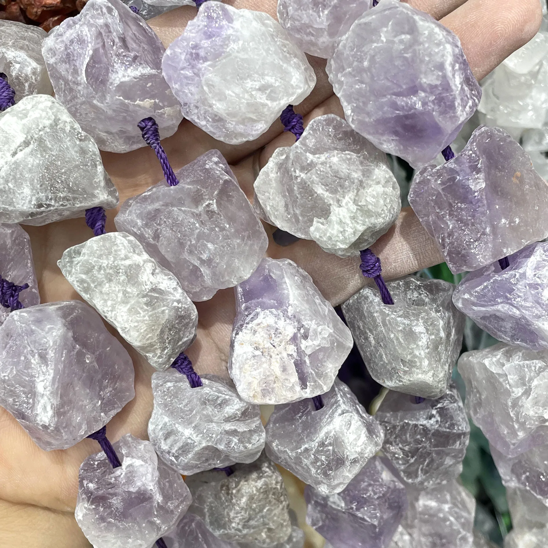 Natürliche Unregelmäßige Freiform-Rohsteine, Raue Fluorit-Mineralnuggets, Lose Abstandsperlen, DIY-Zubehör für Schmuckherstellung – Detail 18